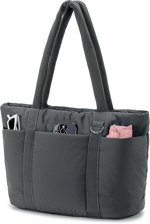 Herald Multi Pocket Tote Bag for Women, Large Puffy Shoulder Purse Handbag with Compartments for Travel,Work,GYM