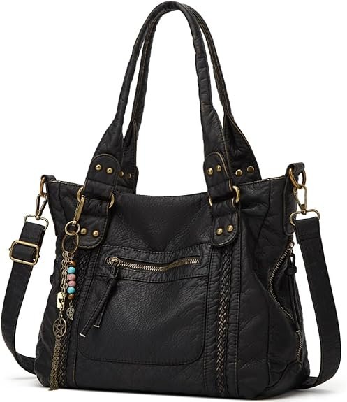 Crossbody Bags for Women Multi Pockets Shoulder Bags Soft Vintage Vegan Leather Purses Handbags Hobo Tote