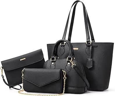 4PCS Women Fashion Handbags Purses Wallet Shoulder Bags Casual Tote Bag Crossbody Bags, Handbag Set Gift for Ladies Girls