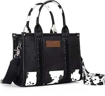 Montana West × Wrangler Tote Bag for Women Western Cow Print Purse Designer Top Handle Handbags